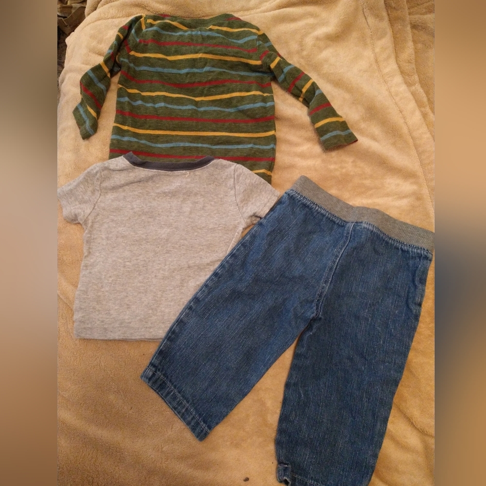 Kids Striped Shirt and Graphic Tee with Denim Shorts - Picture 6 of 6